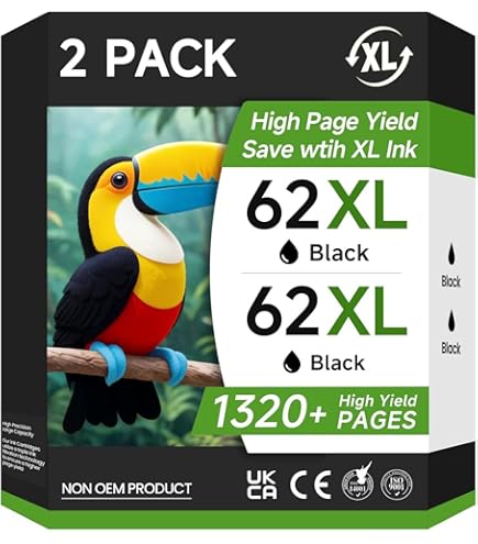 Amazon.com: HP 62 Ink Cartridge, Black XL and Tri-Color (Black XL